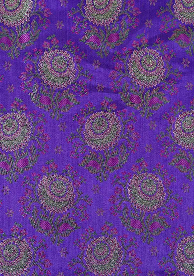 Purple Embroidered Brocade Dress - Indya