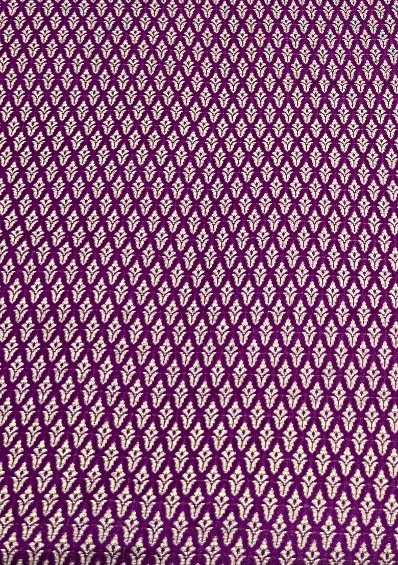 Purple Embroidered Brocade Dress - Indya