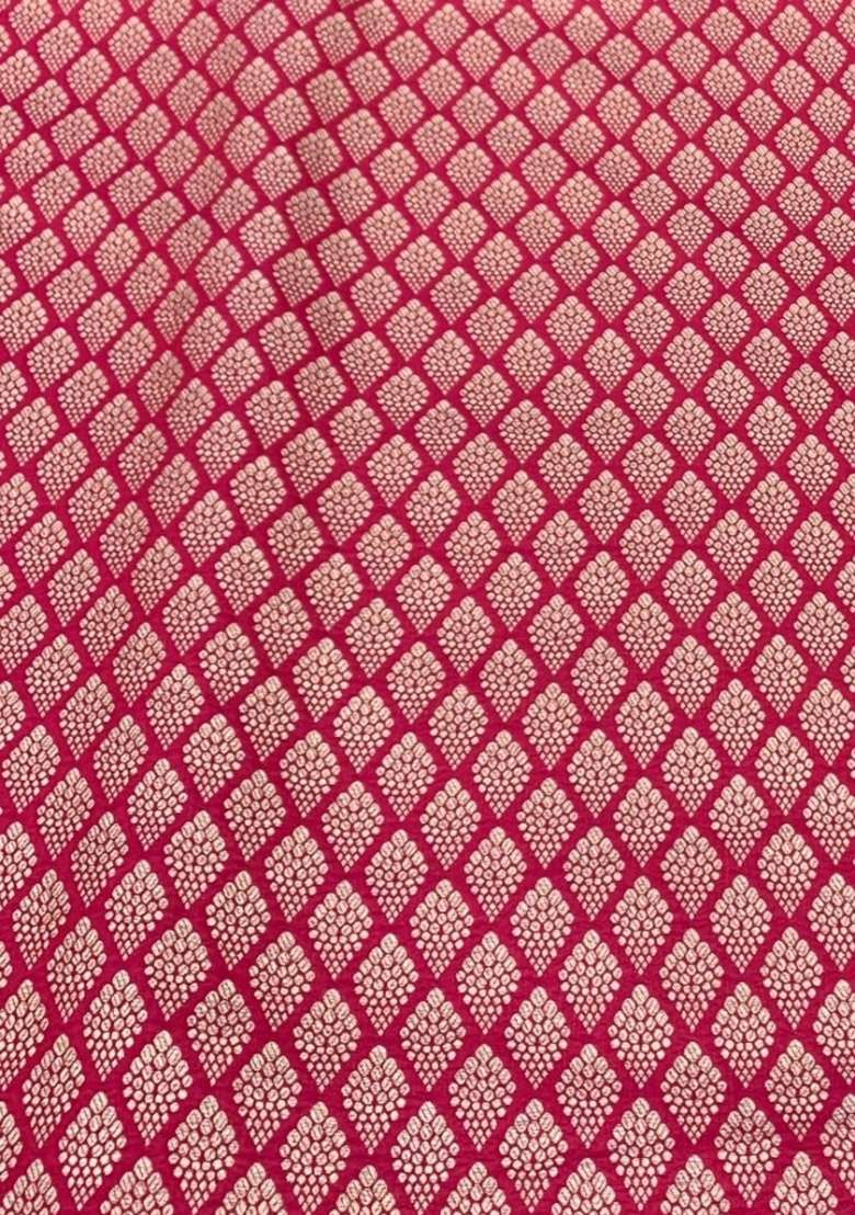 Hot Pink Embroidered Brocade Dress - Indya