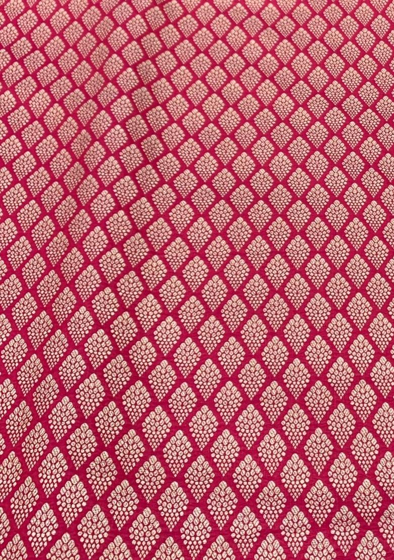 Hot Pink Embroidered Brocade Dress - Indya