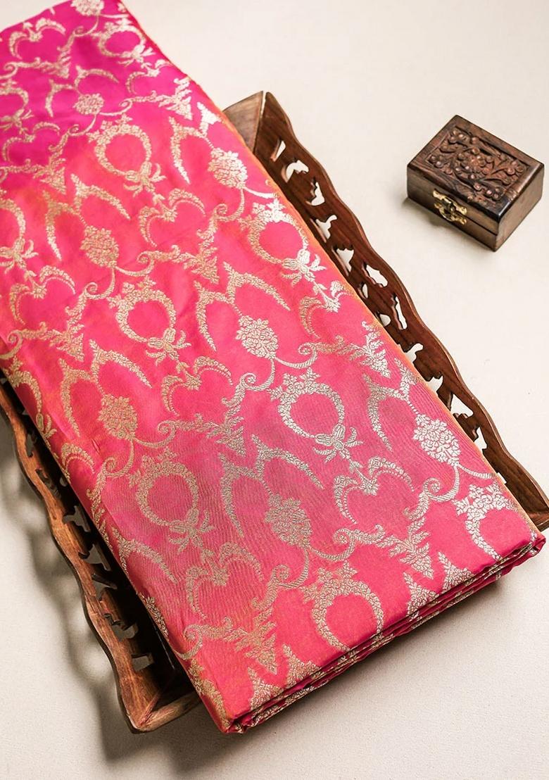 Pink Embroidered Brocade Dress