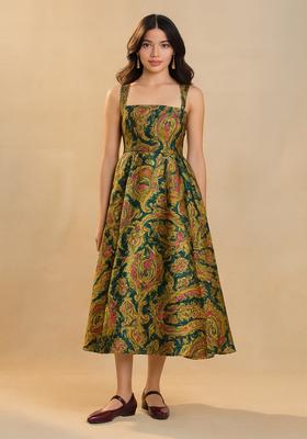 Multicolor Jacquard Brocade Dress