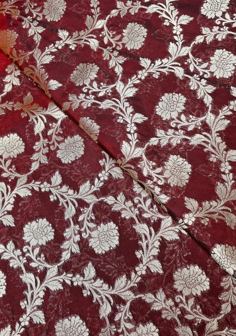 Maroon Brocade Dress - Indya