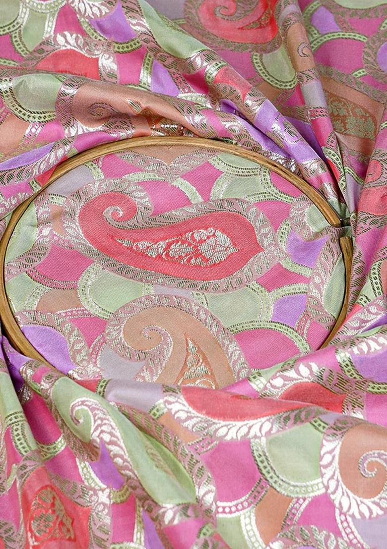 Pink Embroidered Brocade Dress