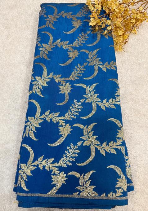 Blue Embroidered Brocade Dress