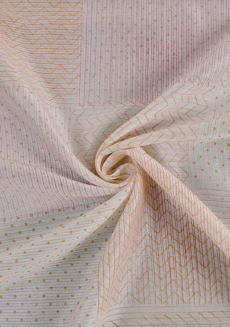 White Printed Chanderi Dress