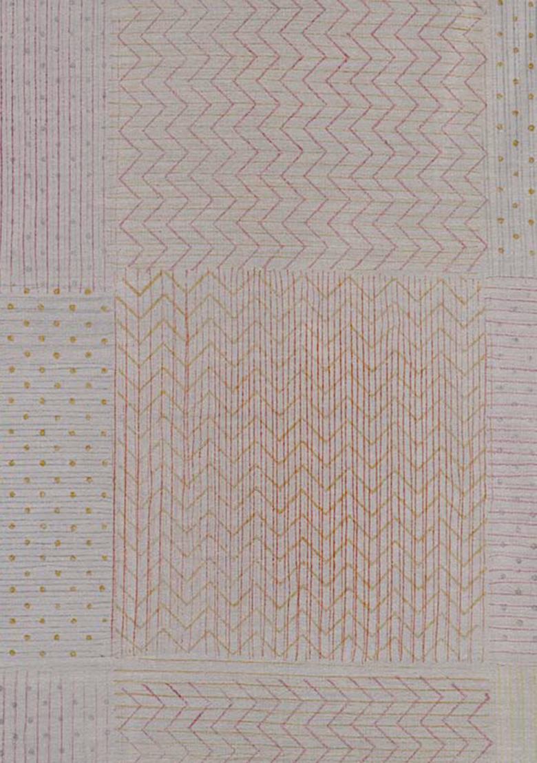 White Printed Chanderi Dress - Indya