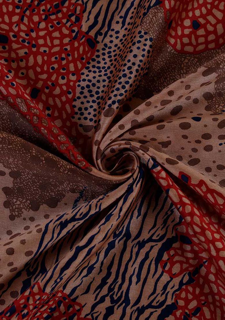 Brown Printed Chanderi Dress