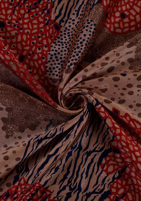 Brown Printed Chanderi Dress