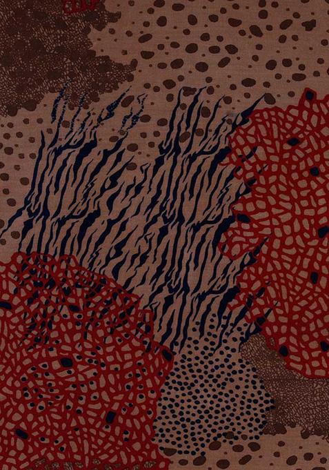 Brown Printed Chanderi Dress