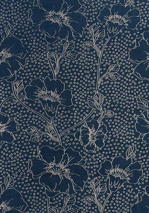 Blue Printed Chanderi Dress