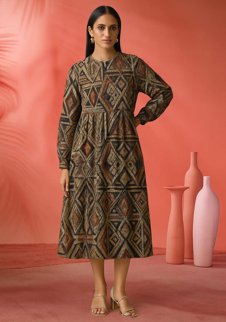 Multicolor Printed Poly Cotton Dress - Indya