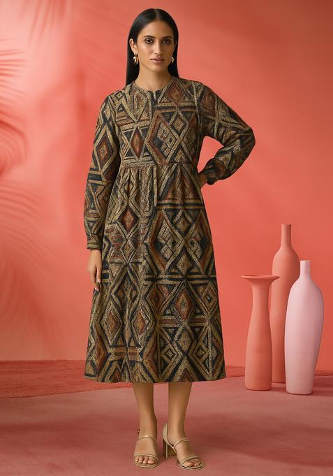 Multicolor Printed Poly Cotton Dress