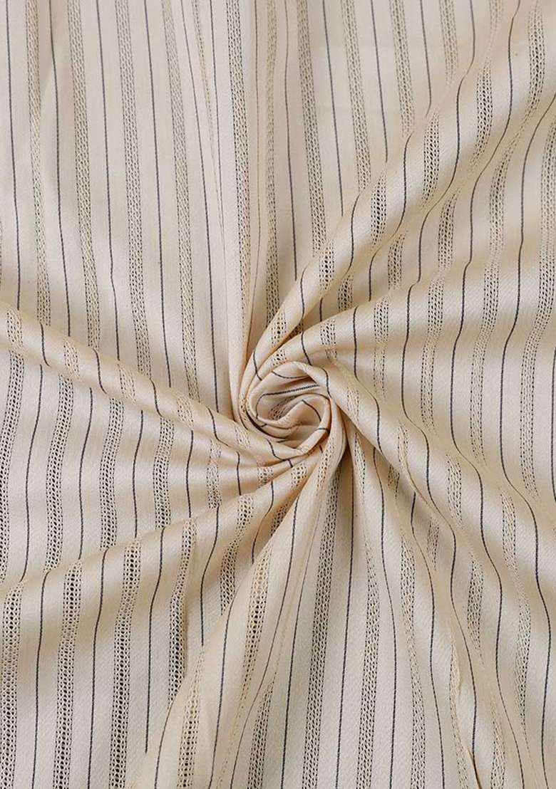 Off White Dobby Cotton Dress for Diwali and Festive Wear - Indya