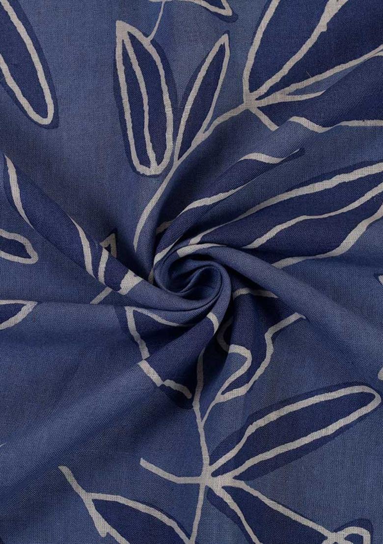 Blue Printed Linen Dress