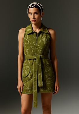 Green Printed Linen Dress