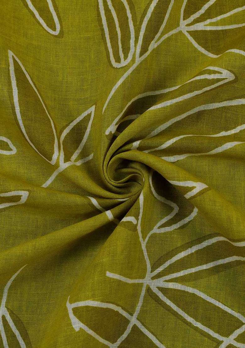 Green Printed Linen Dress - Indya