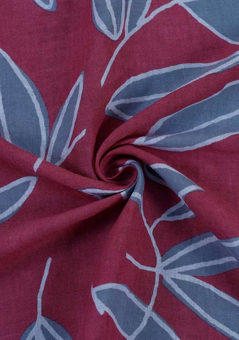 Maroon Printed Linen Dress - Indya