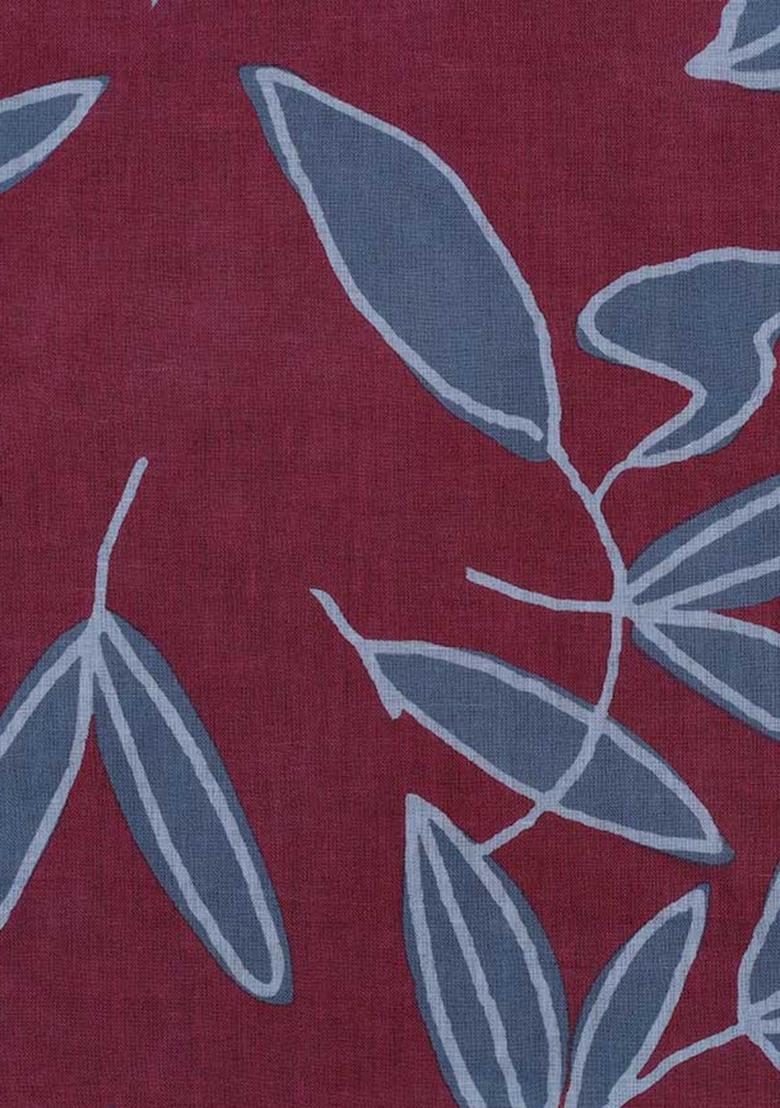 Maroon Printed Linen Dress - Indya