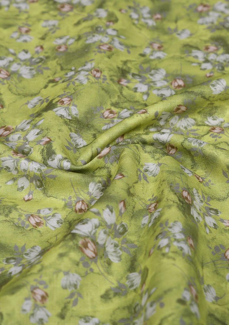 Light Green Printed Linen Dress