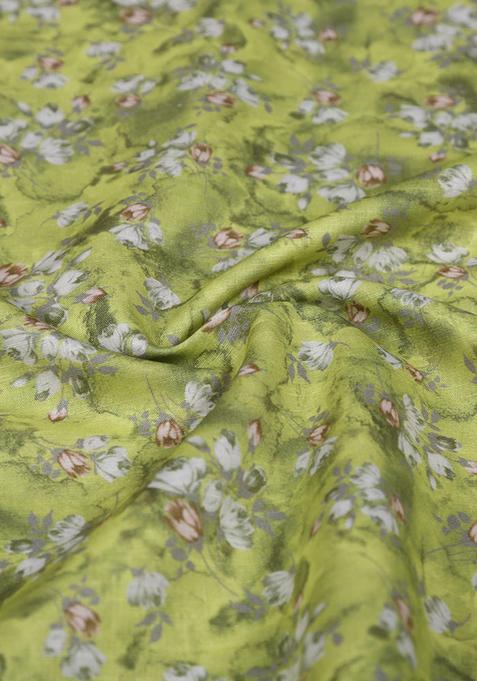 Light Green Printed Linen Dress