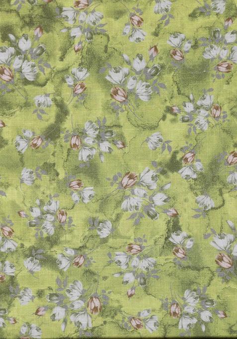 Light Green Printed Linen Dress