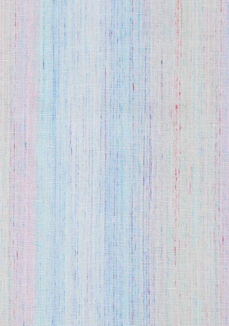 Blue Printed Viscose Linen Dress - Indya