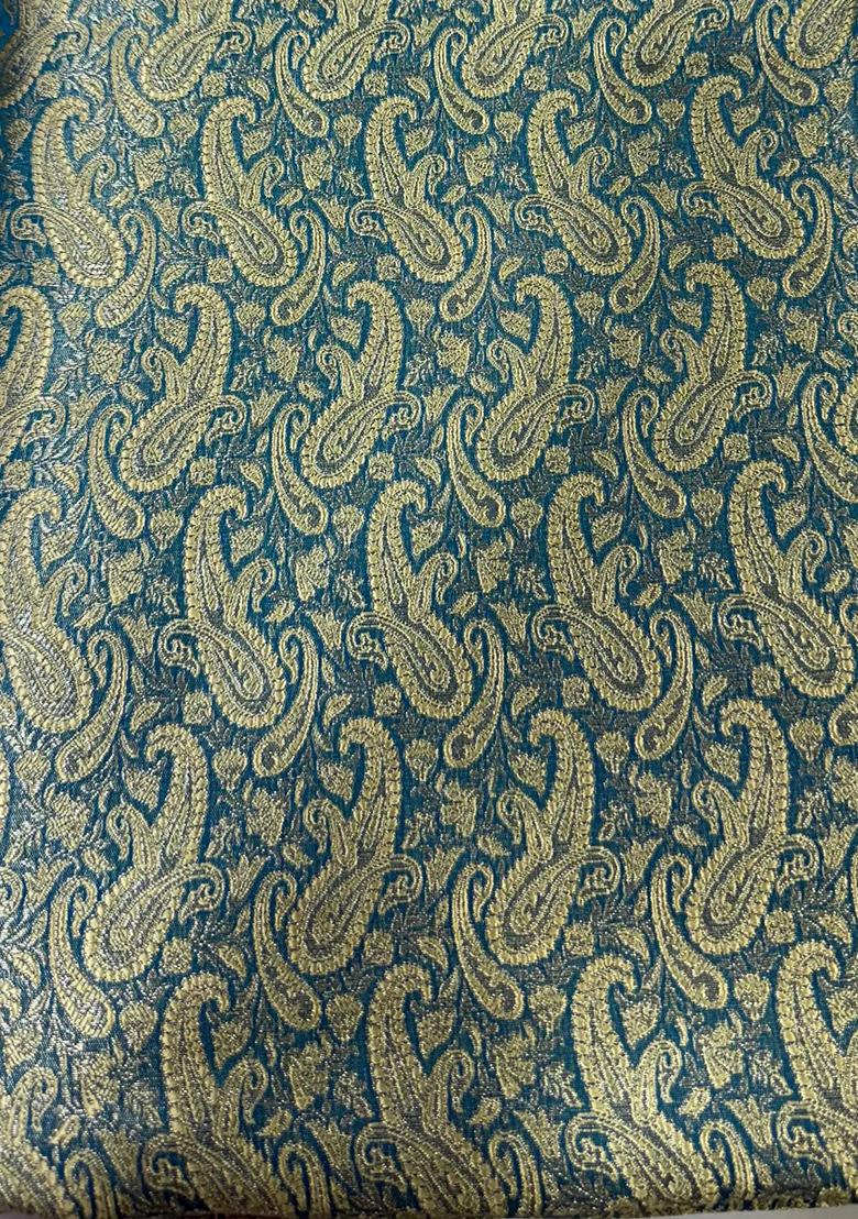 Green Embroidered Brocade Dress - Indya