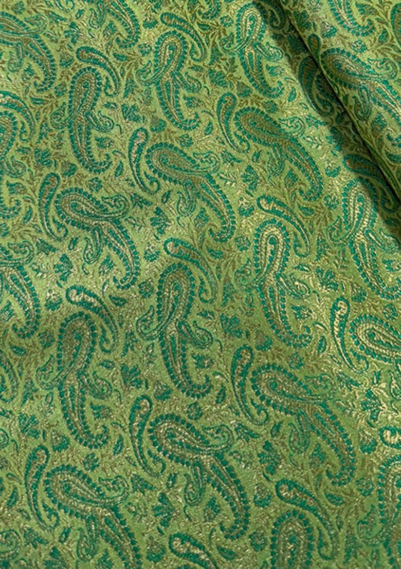Green Embroidered Brocade Dress
