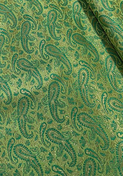 Green Embroidered Brocade Dress