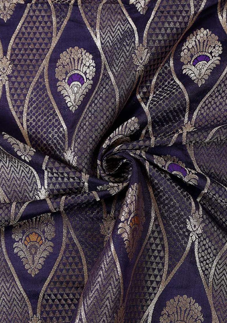 Purple Embroidered Brocade Dress