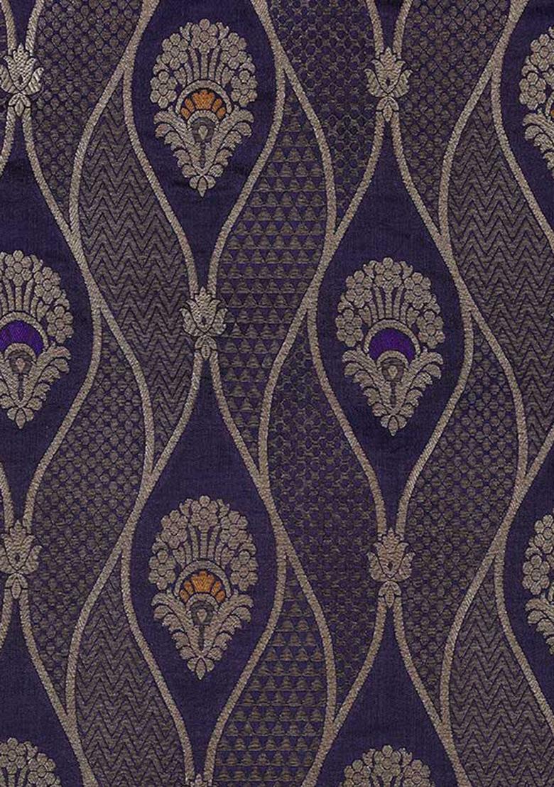 Purple Embroidered Brocade Dress