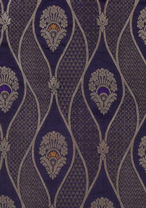 Purple Embroidered Brocade Dress