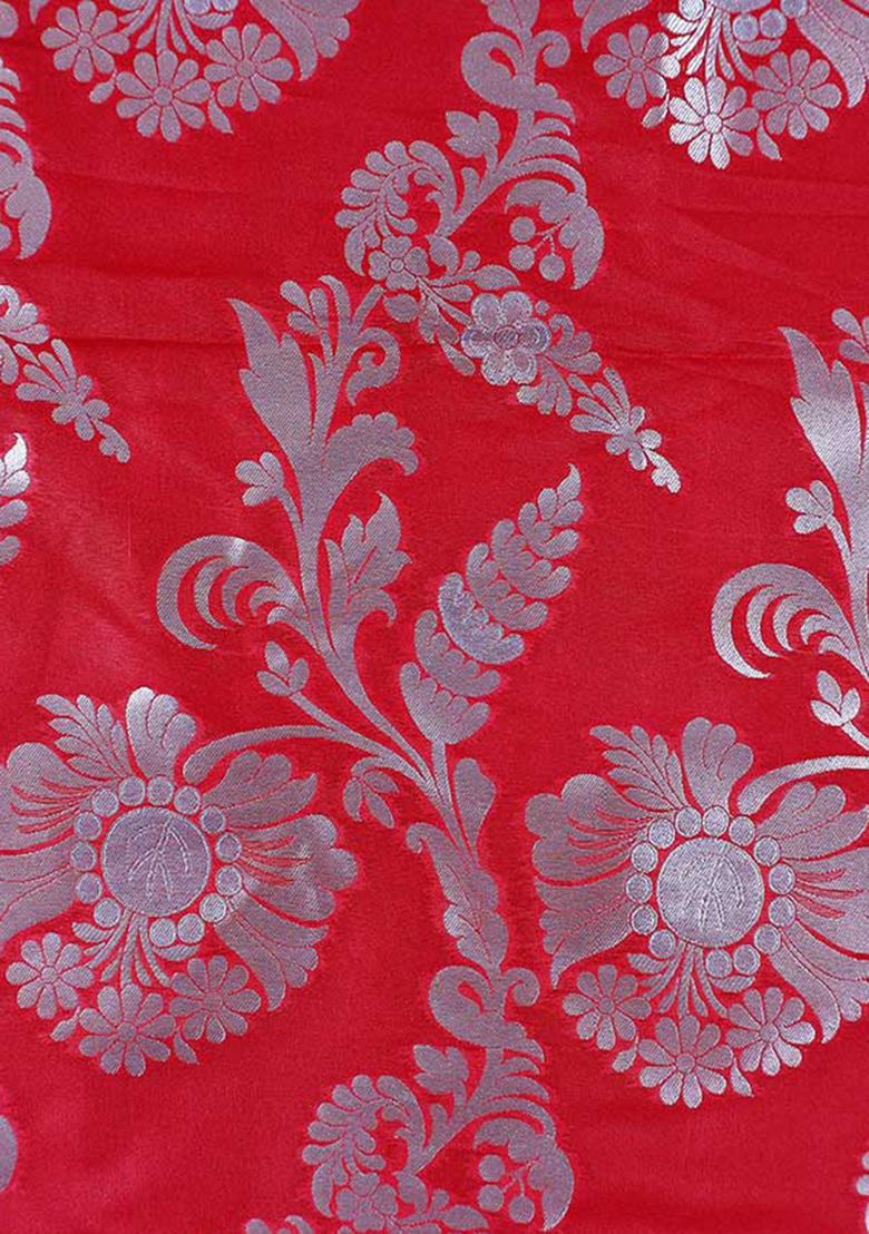 Red Embroidered Brocade Dress