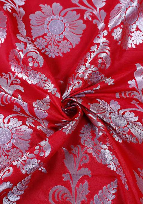 Red Embroidered Brocade Dress