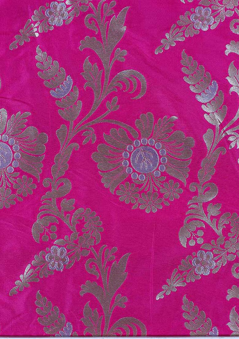 Pink Embroidered Brocade Dress - Indya