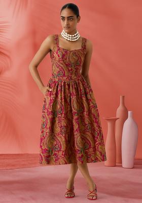 Multicolor Embroidered Brocade Dress