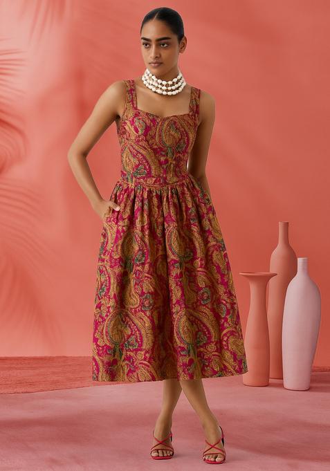 Multicolor Embroidered Brocade Dress