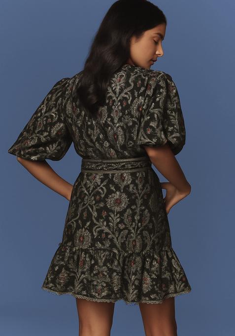 Black Embroidered Polyester Dress