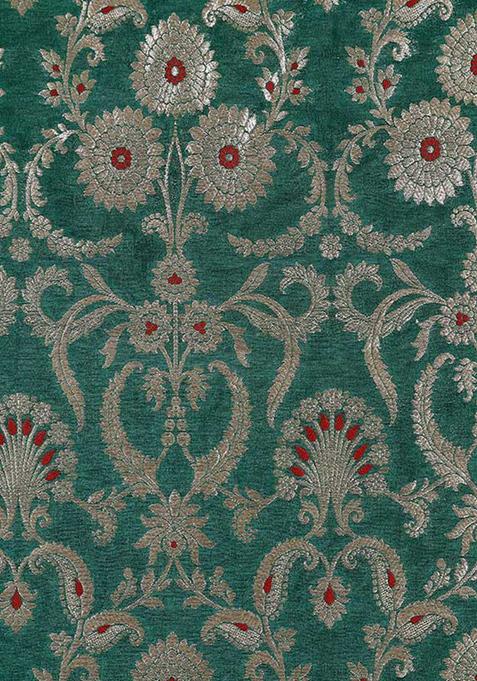 Bottle Green Embroidered Polyester Dress