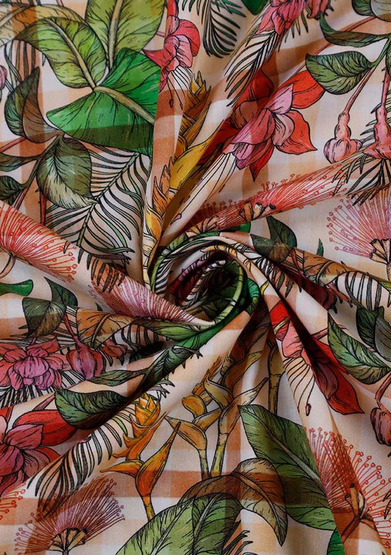 Multicolor Poplin Printed Dress - Indya