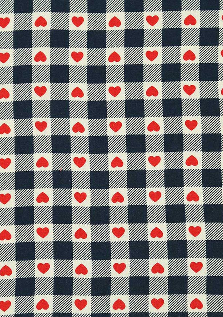 Navy Blue Cotton Check Printed Dress - Indya