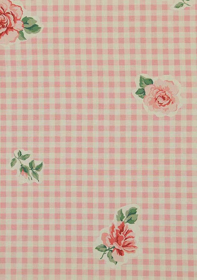 Pink Poplin Floral And Check Printed Dress - Indya