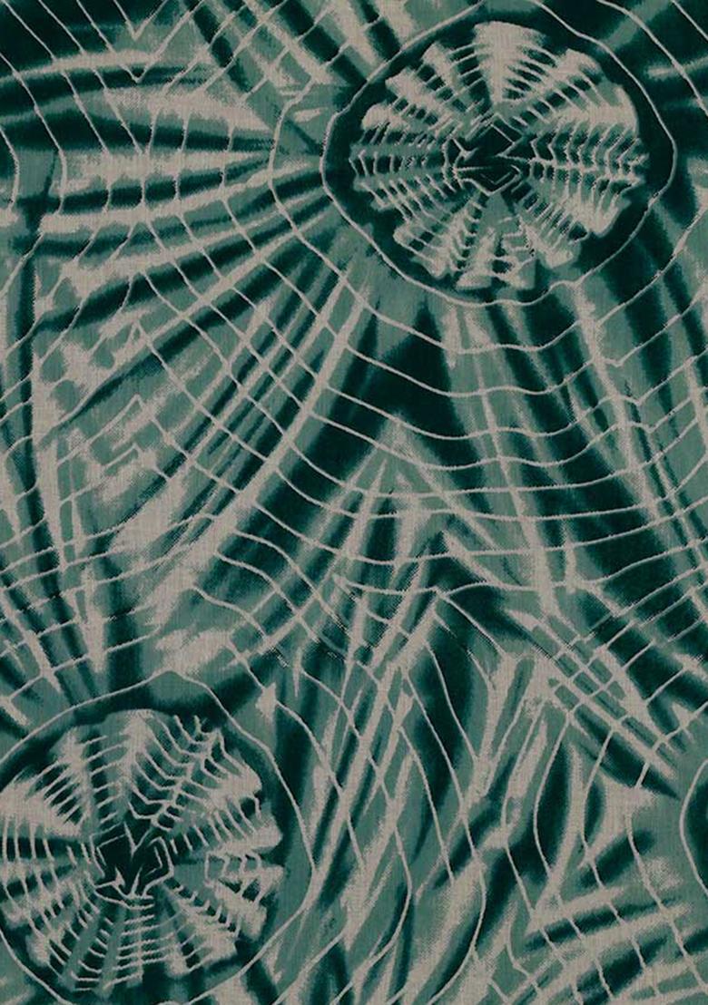 Green Cambric Abstract Printed Dress - Indya