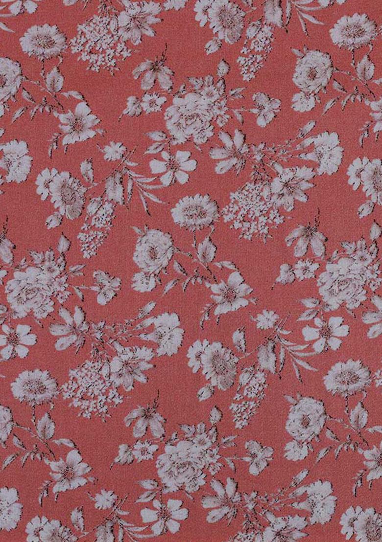 Peach Cotton Satin Paisley Printed Dress - Indya