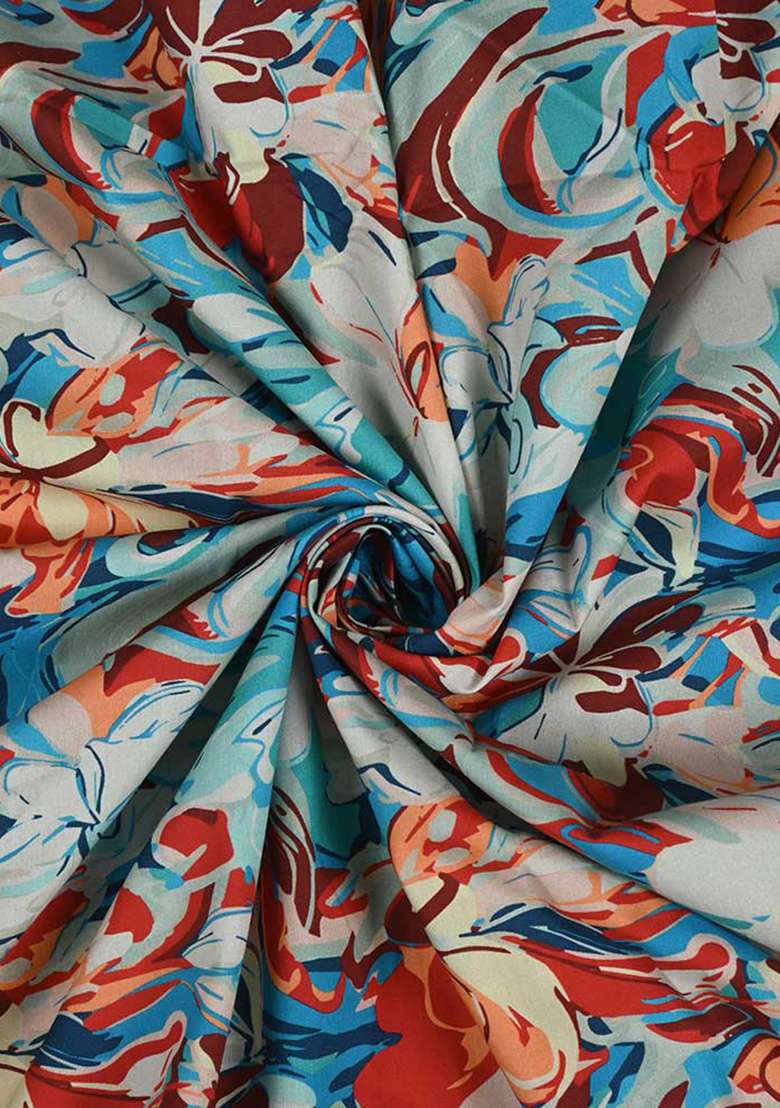 Multicolor Poplin Floral Printed Dress - Indya