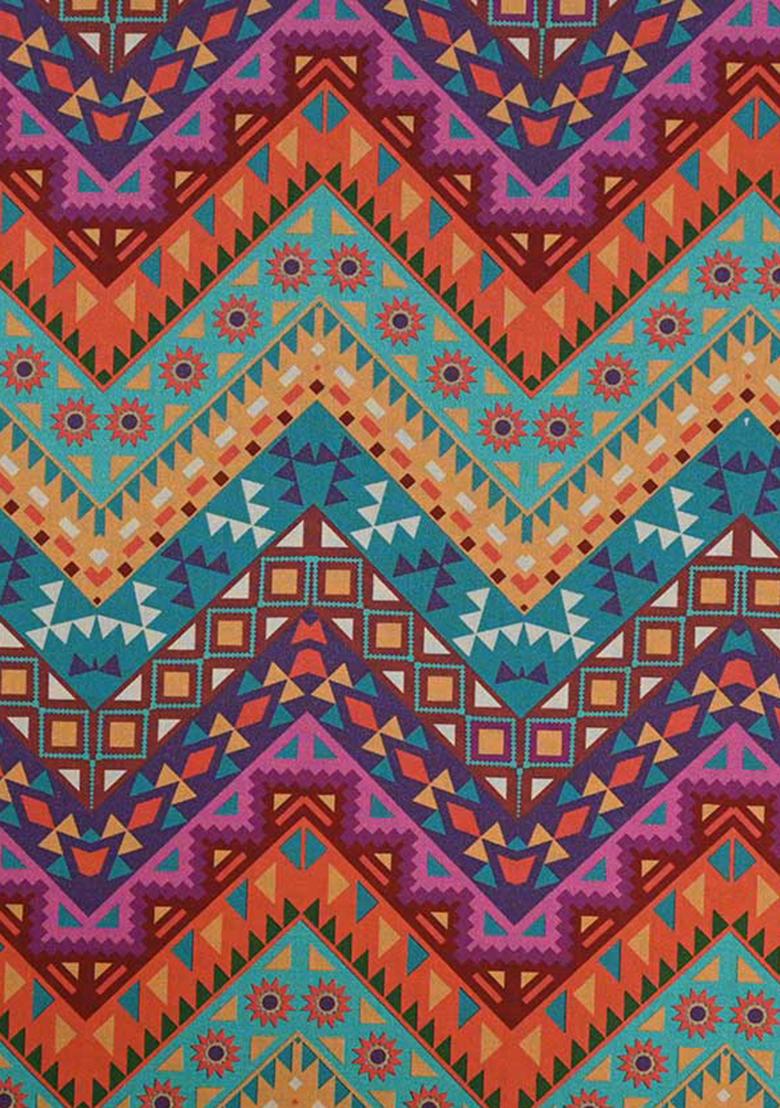 Multicolor Poplin Abstract Printed Dress - Indya