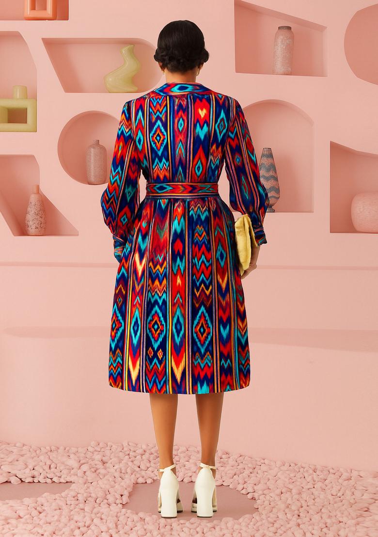 Multicolor Cambric Printed Dress - Indya
