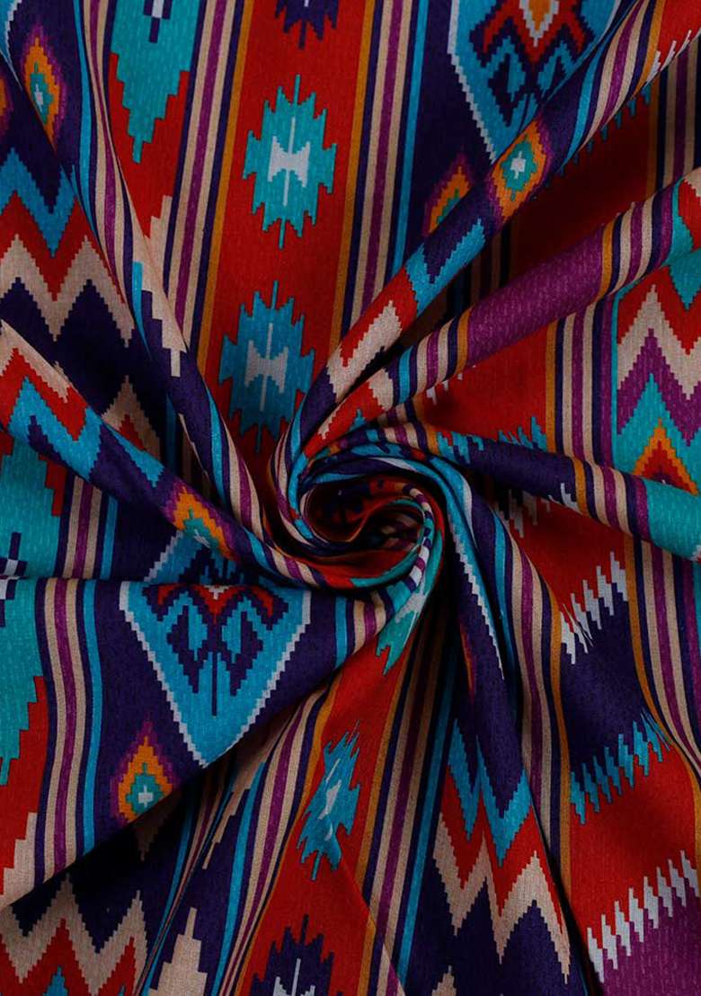 Multicolor Cambric Dress with Printed for Diwali | Wedding & Festive Wear - Indya