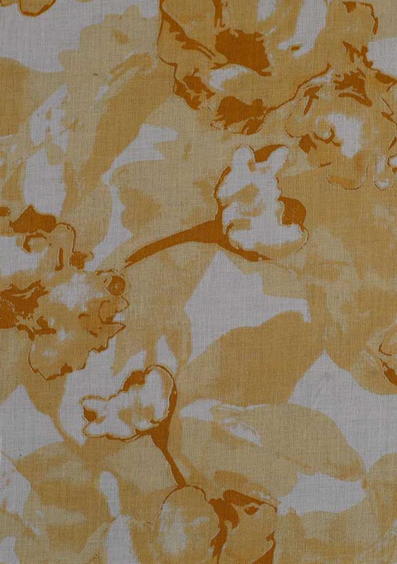 Yellow Cambric Abstract Printed Dress - Indya